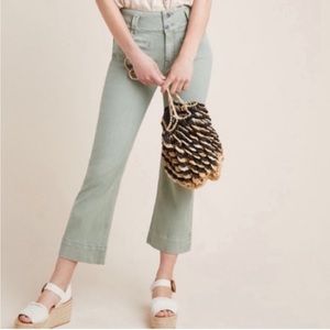 Anthropologie Pilcro & the Letterpress High Rise Flare Jeans Moss Green 29P